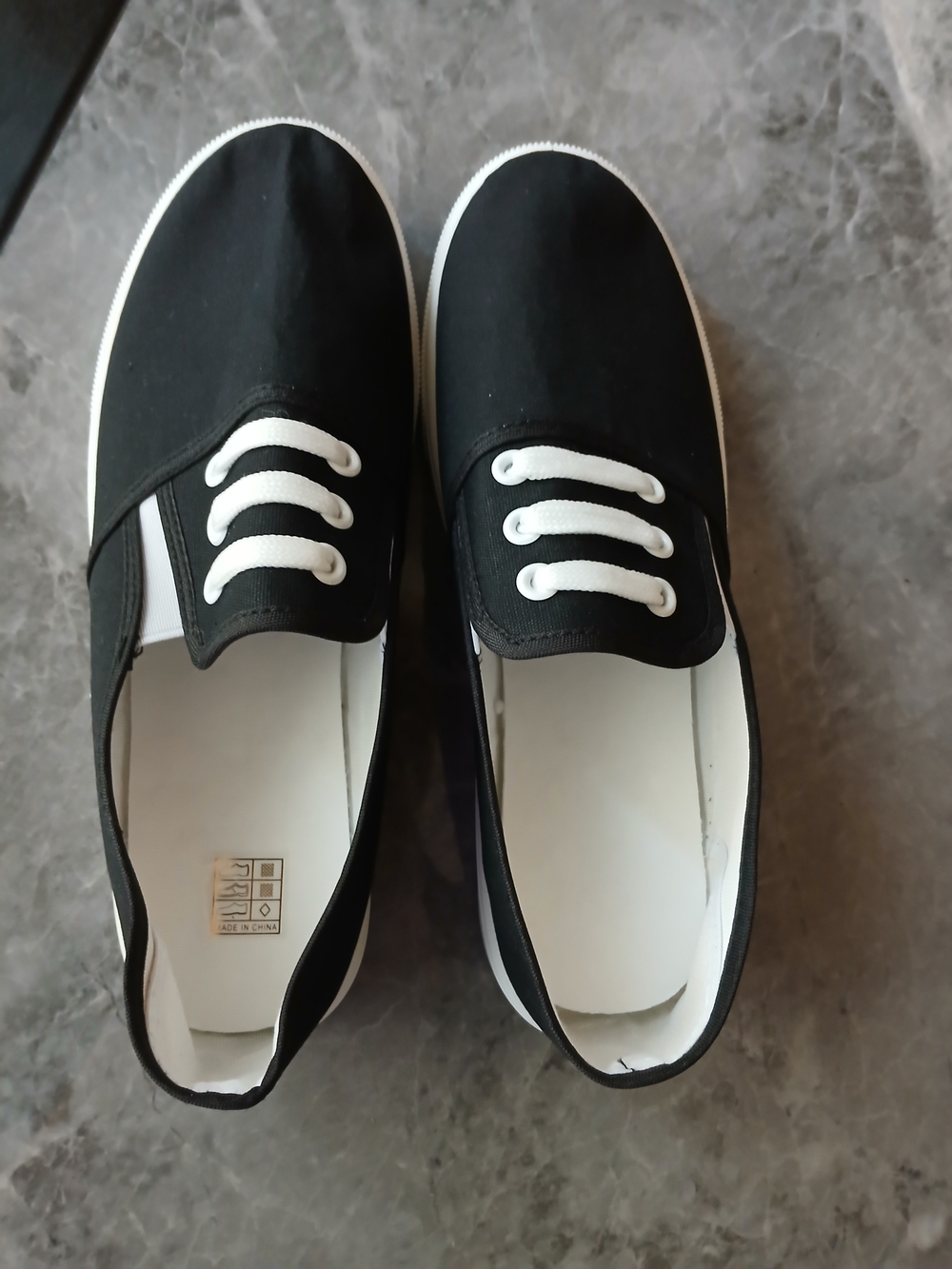 Laundry By Shelli Segal Black Canvas Slip-On Sneakers with White Trim